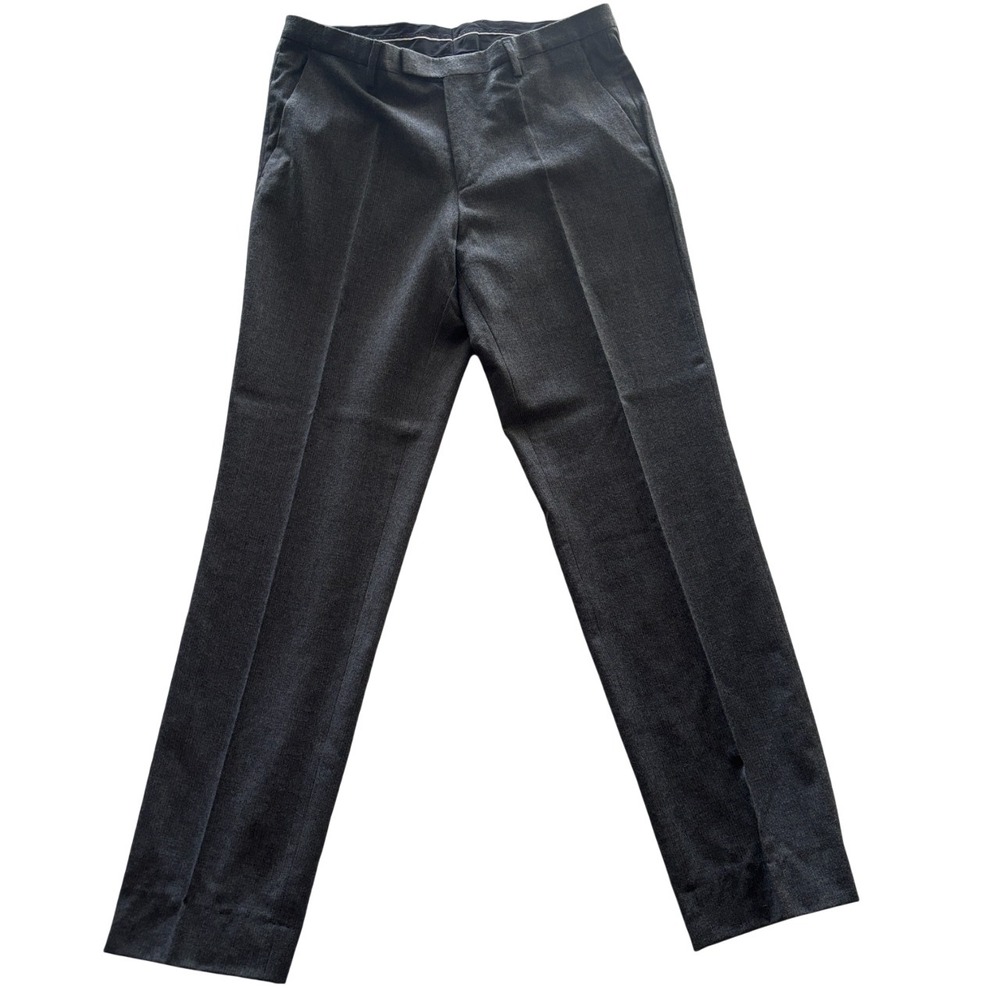 HUGO BOSS Wool Flat Front Straight‎ Dress Pants Mid Rise Men's SZ 33 Gray